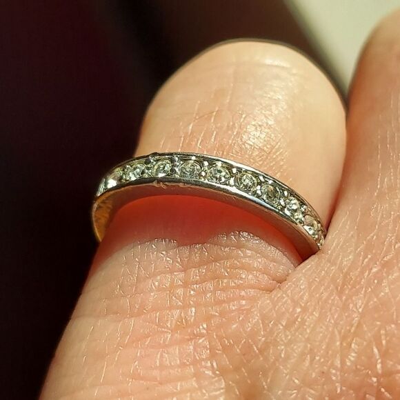 Tiny Silver Tone Cubic Zircona Band size 4.5 - Picture 6 of 11